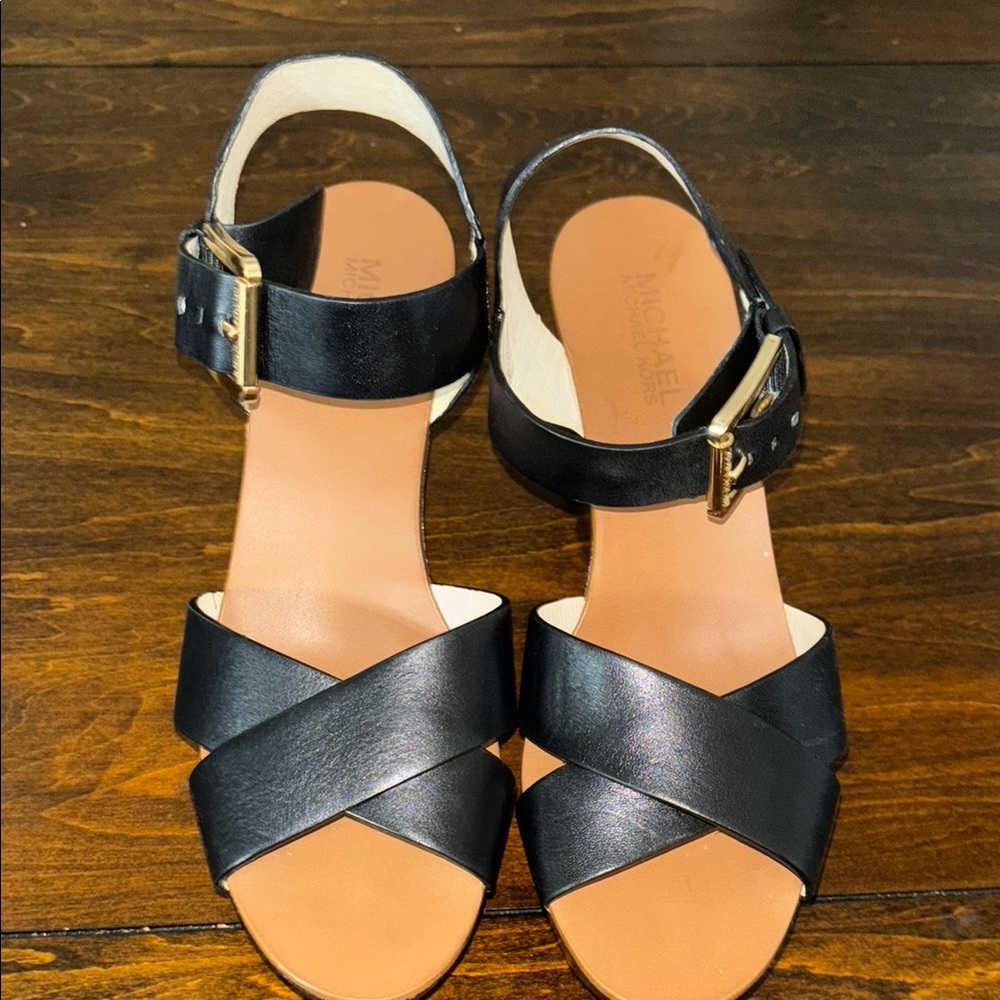 Michael Kors Black and Tan Women's Sandals